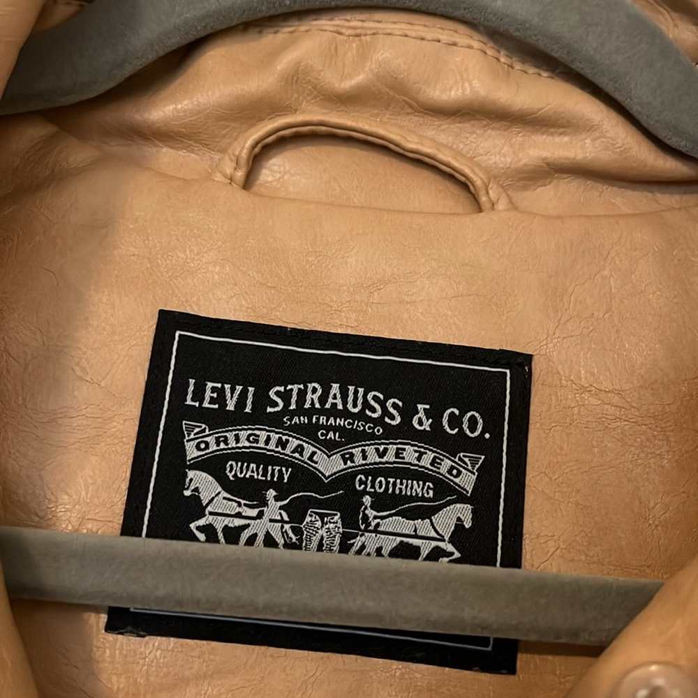 Levi’s Faux Leather Vintage Blazer Jacket Tan szXS - Picture 4 of 6